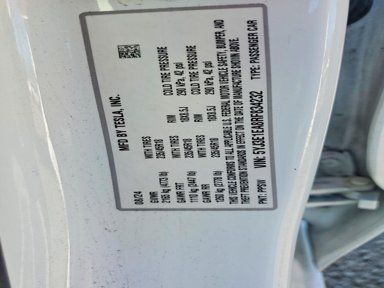 2024 TESLA MODEL 3