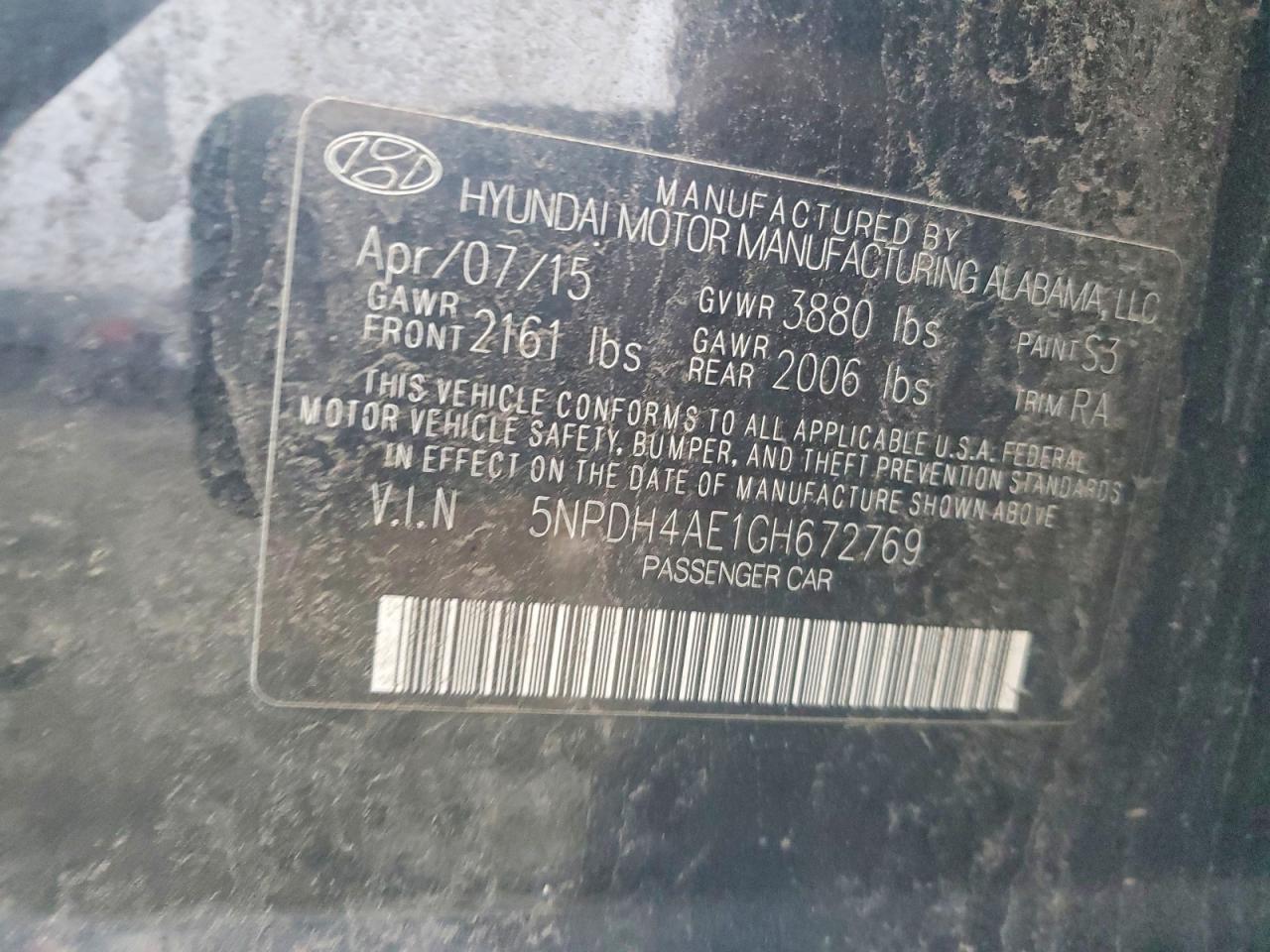 2016 HYUNDAI ELANTRA