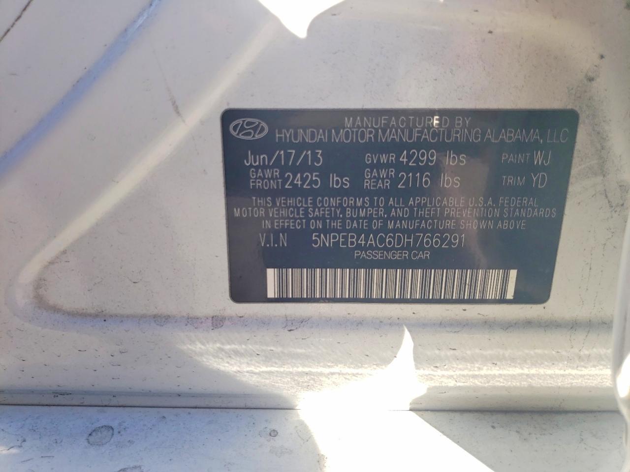 2013 HYUNDAI SONATA