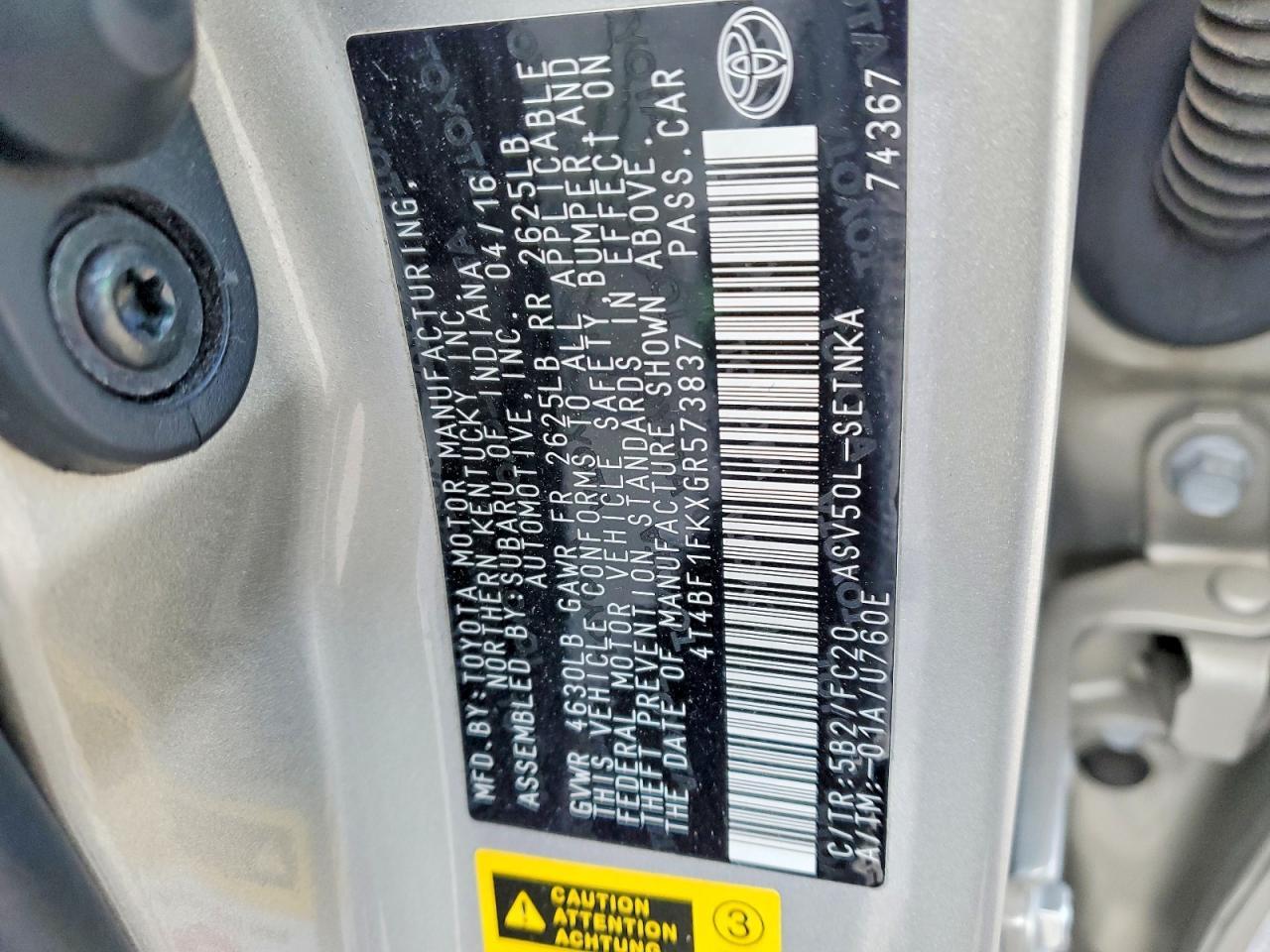 2016 TOYOTA CAMRY