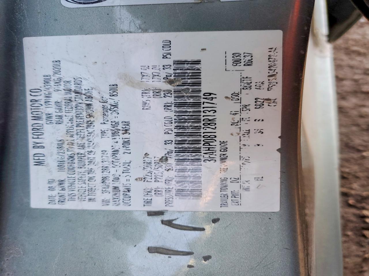 2008 FORD FUSION