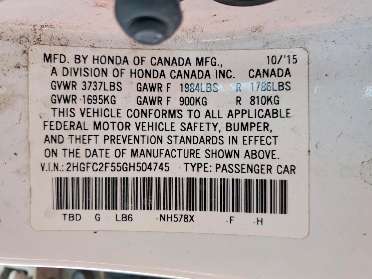 2016 HONDA CIVIC