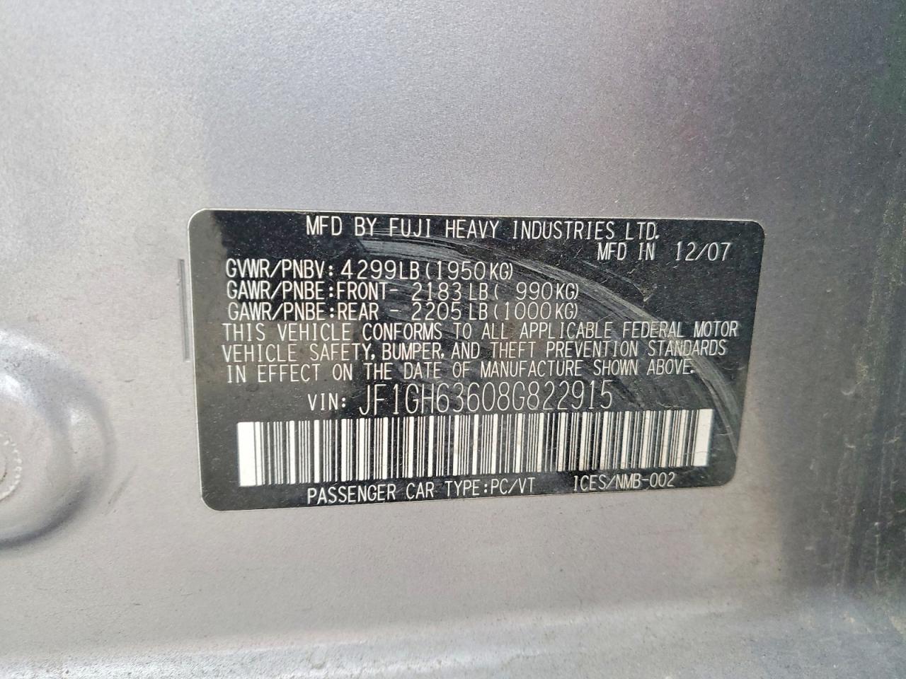 2008 SUBARU IMPREZA