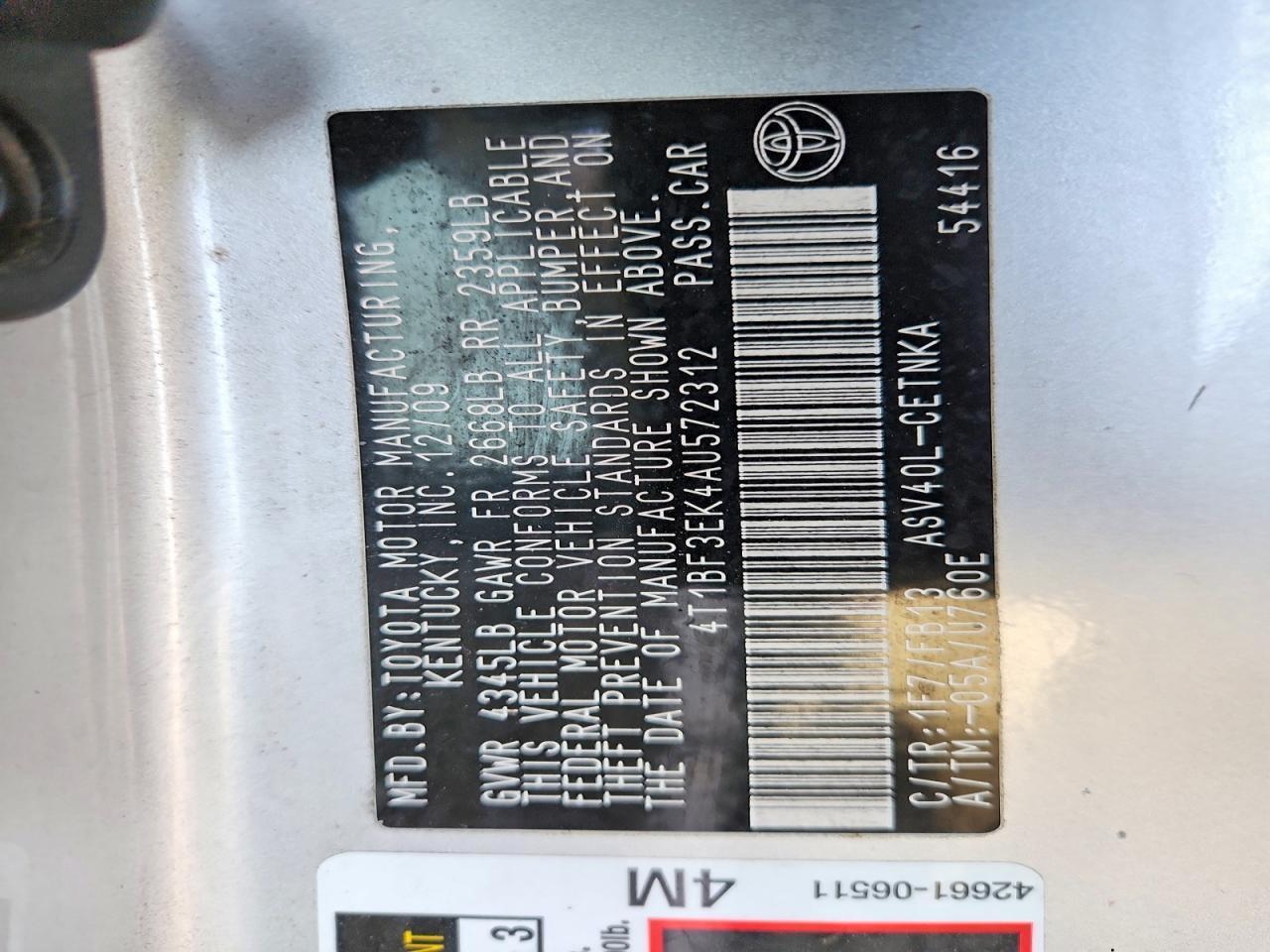 2010 TOYOTA CAMRY