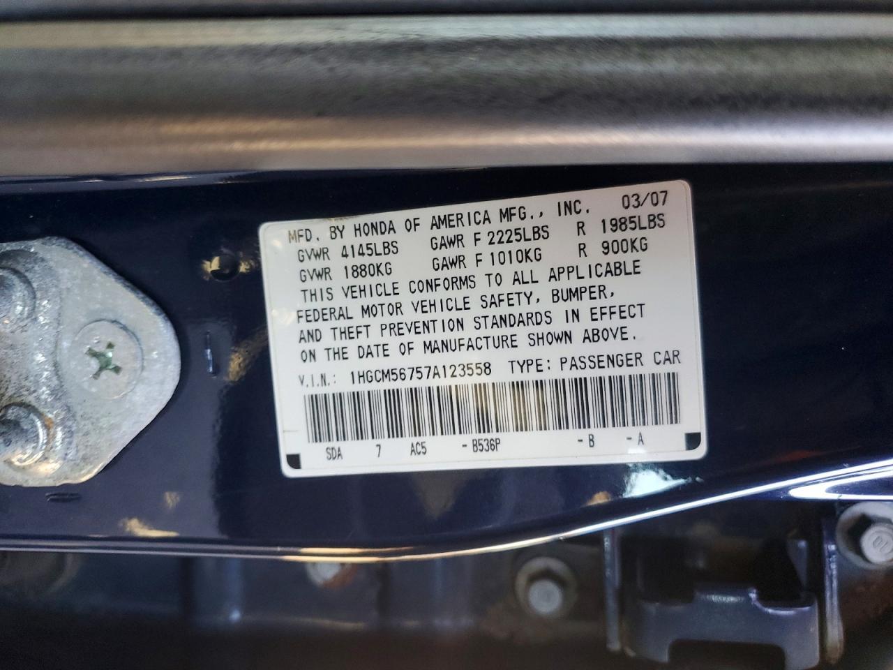 2007 HONDA ACCORD