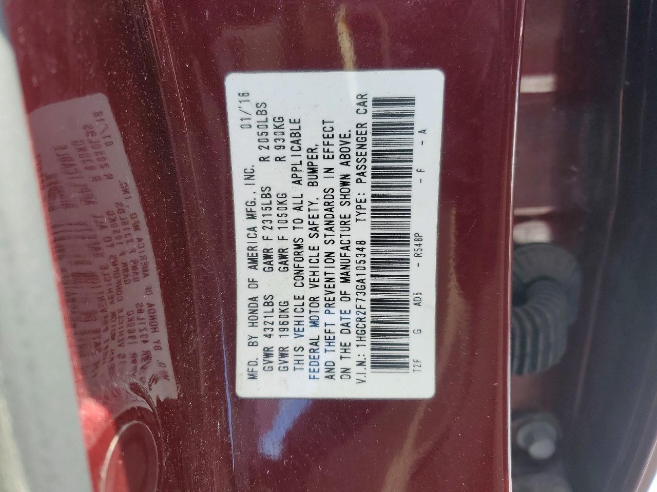 2016 HONDA ACCORD