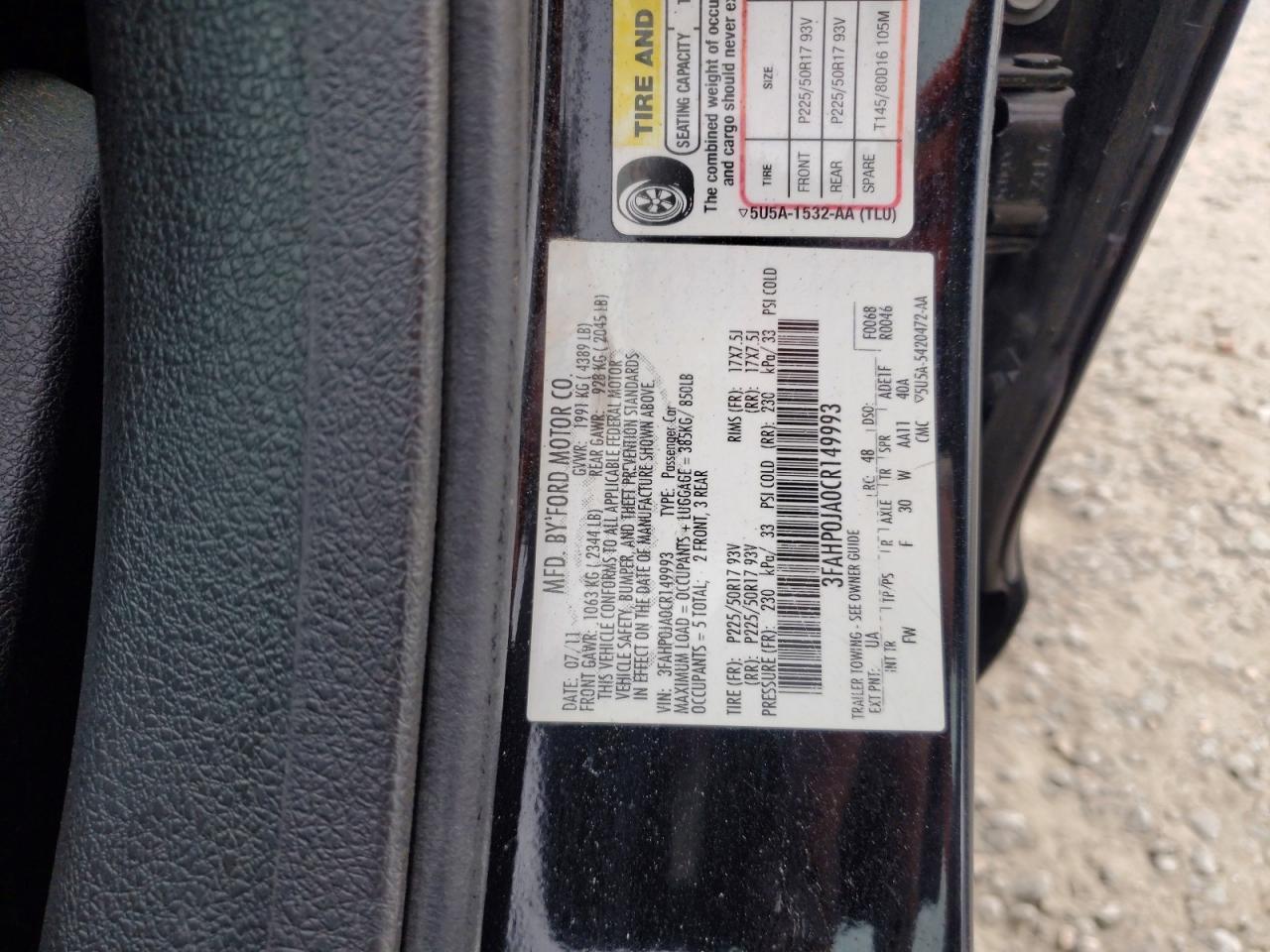 2012 FORD FUSION