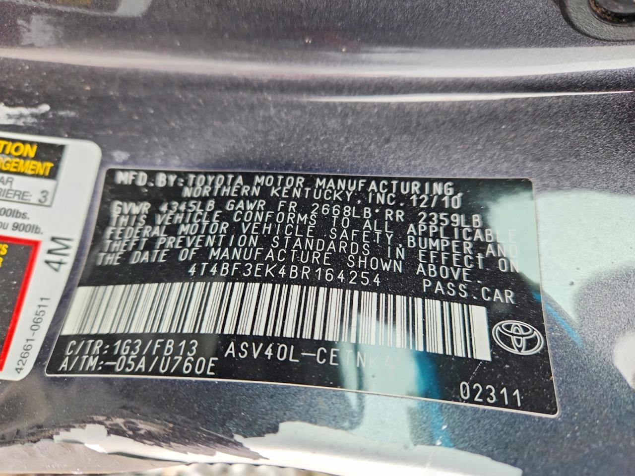 2011 TOYOTA CAMRY