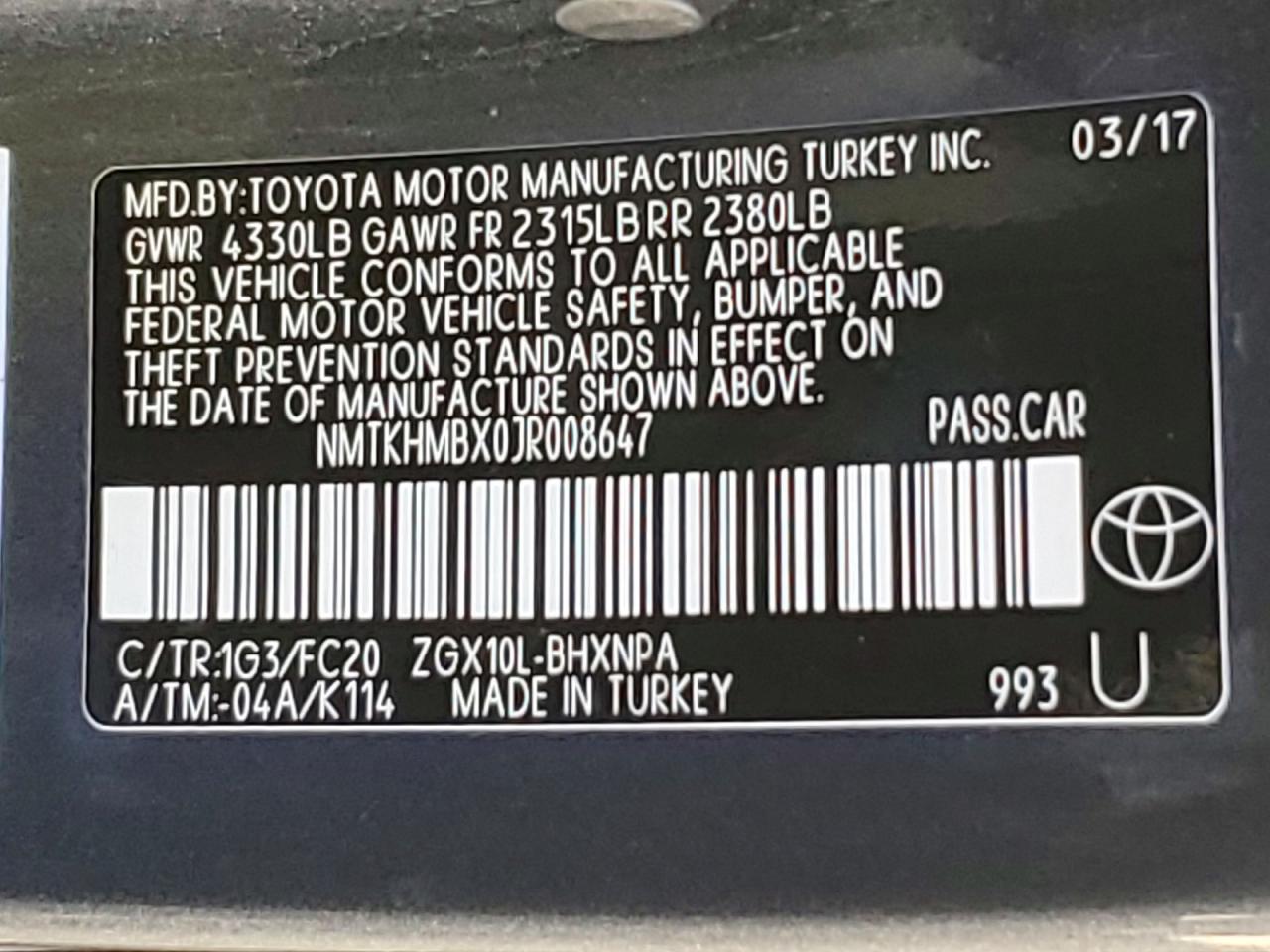 2018 TOYOTA C-HR