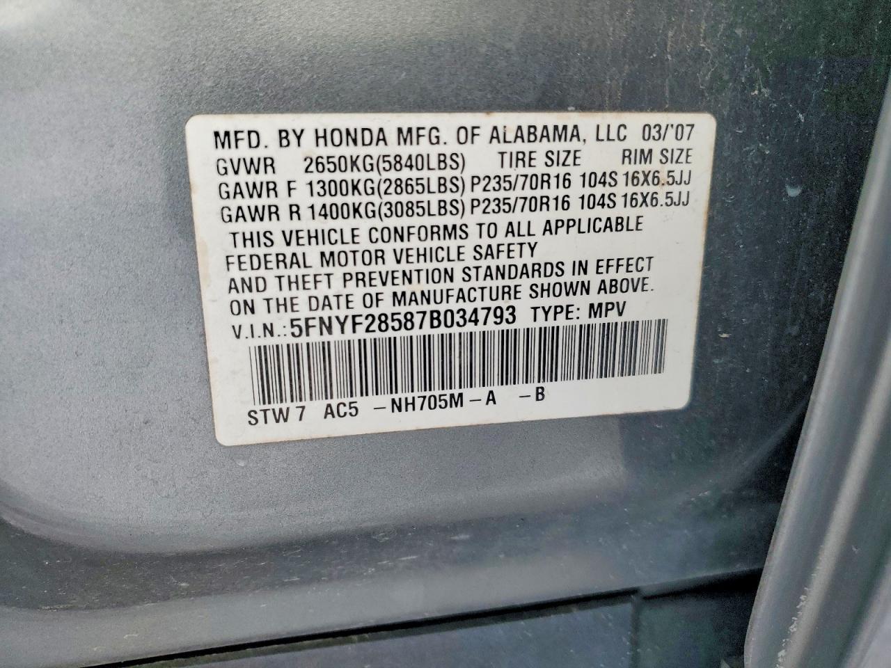 2007 HONDA PILOT