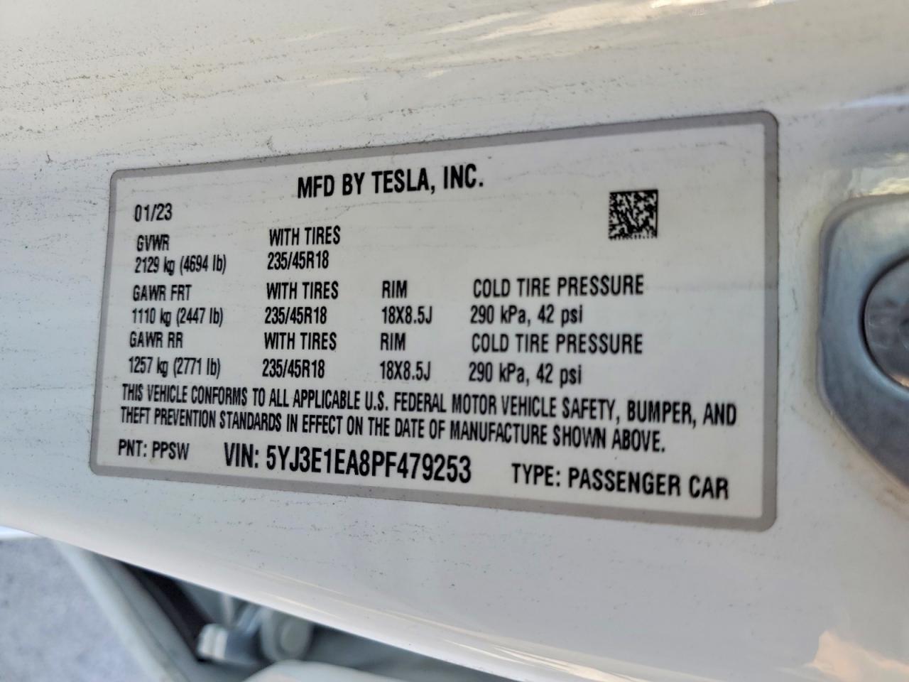 2023 TESLA MODEL 3