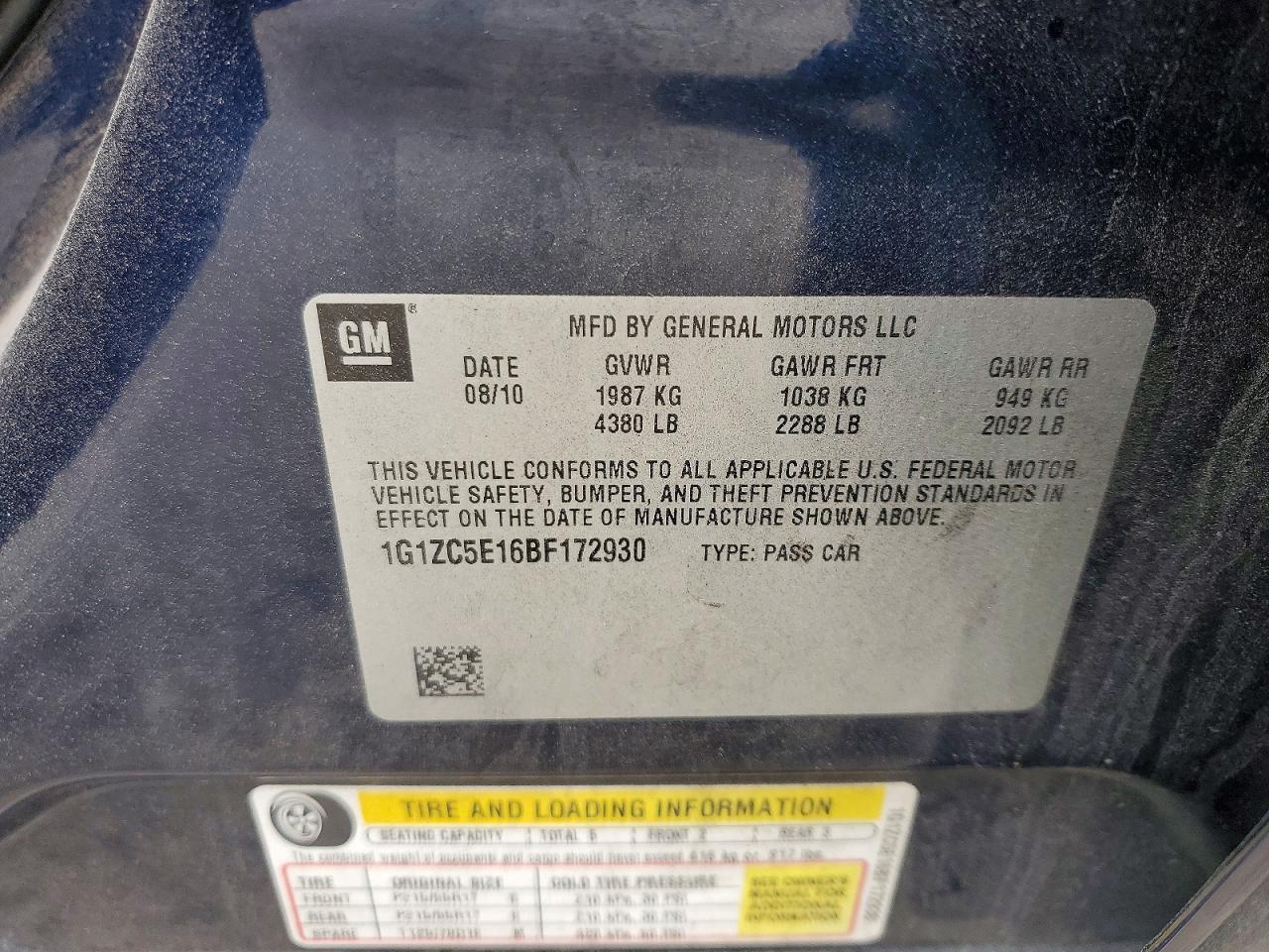 2011 CHEVROLET MALIBU
