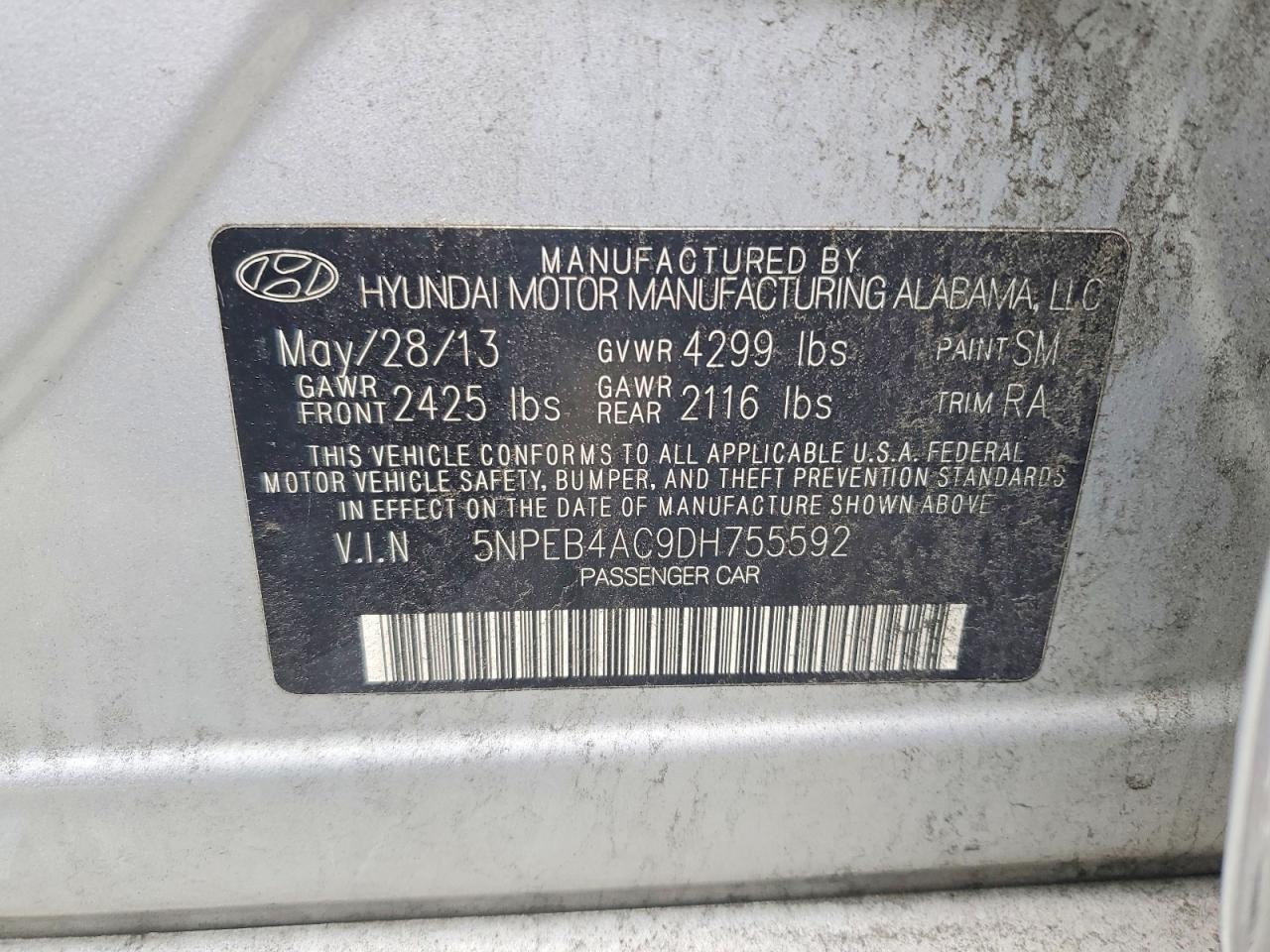 2013 HYUNDAI SONATA