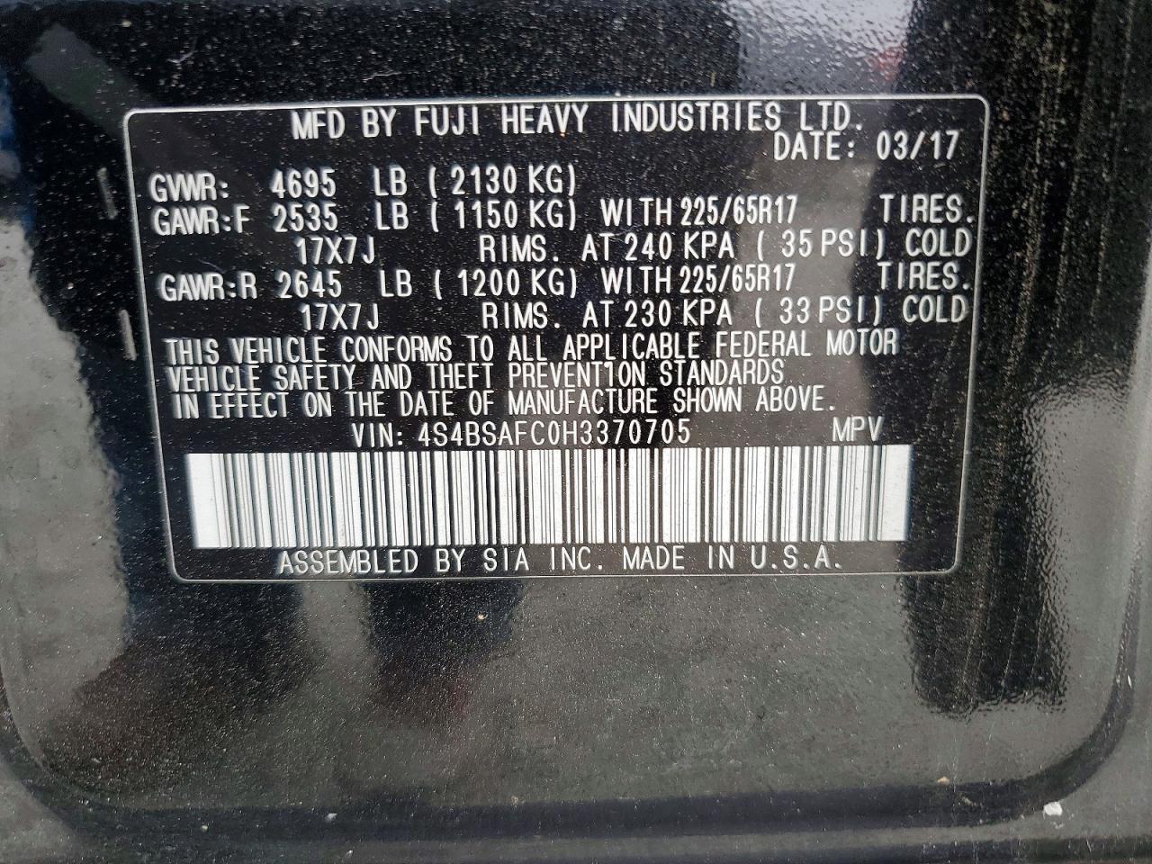 2017 SUBARU Outback