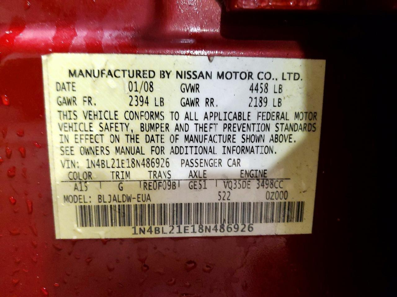 2008 NISSAN ALTIMA