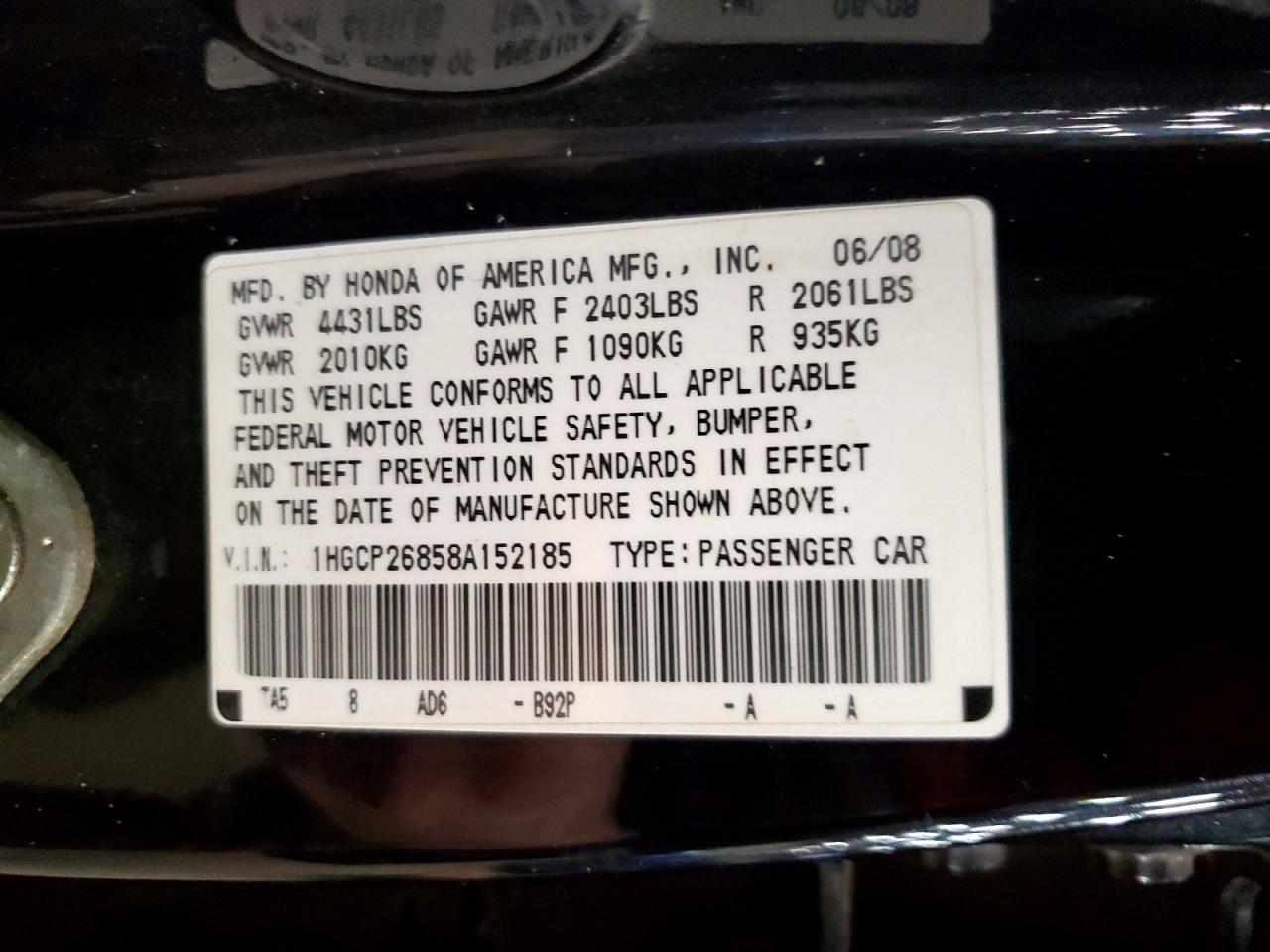 2008 HONDA ACCORD