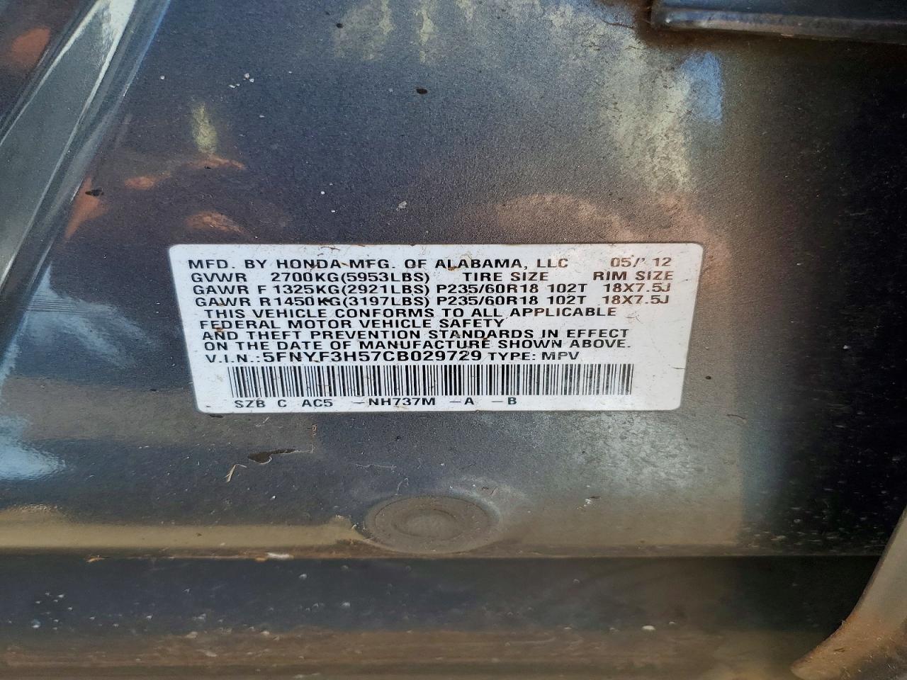 2012 HONDA PILOT