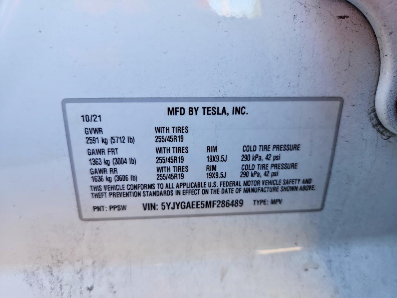 2021 TESLA MODEL Y