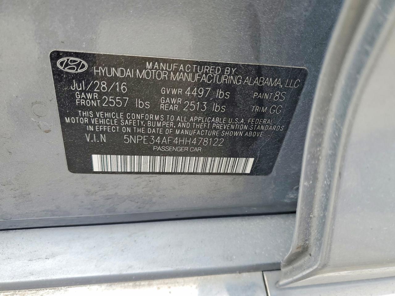 2017 HYUNDAI SONATA