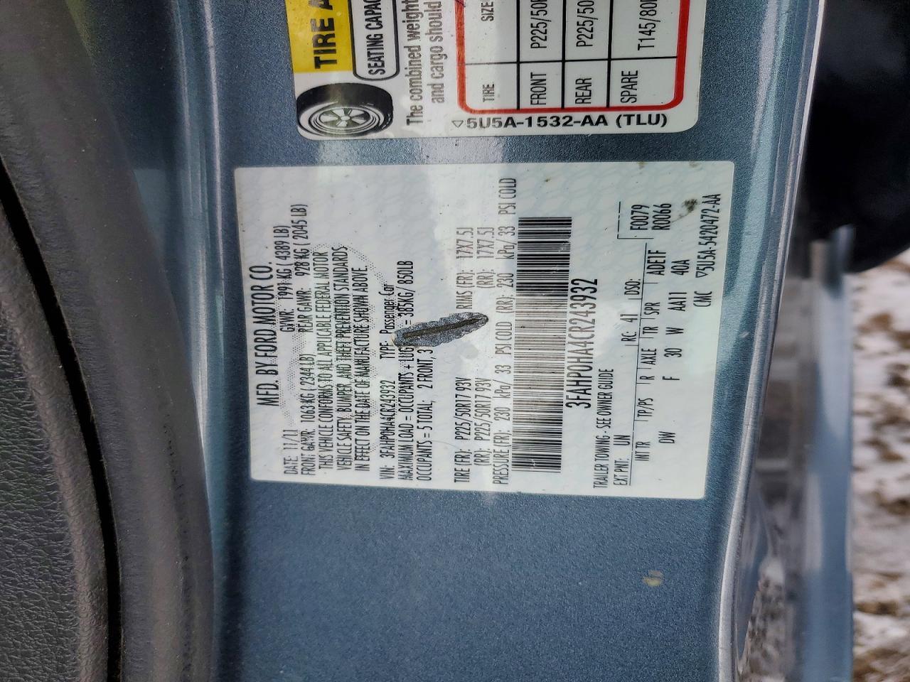 2012 FORD FUSION
