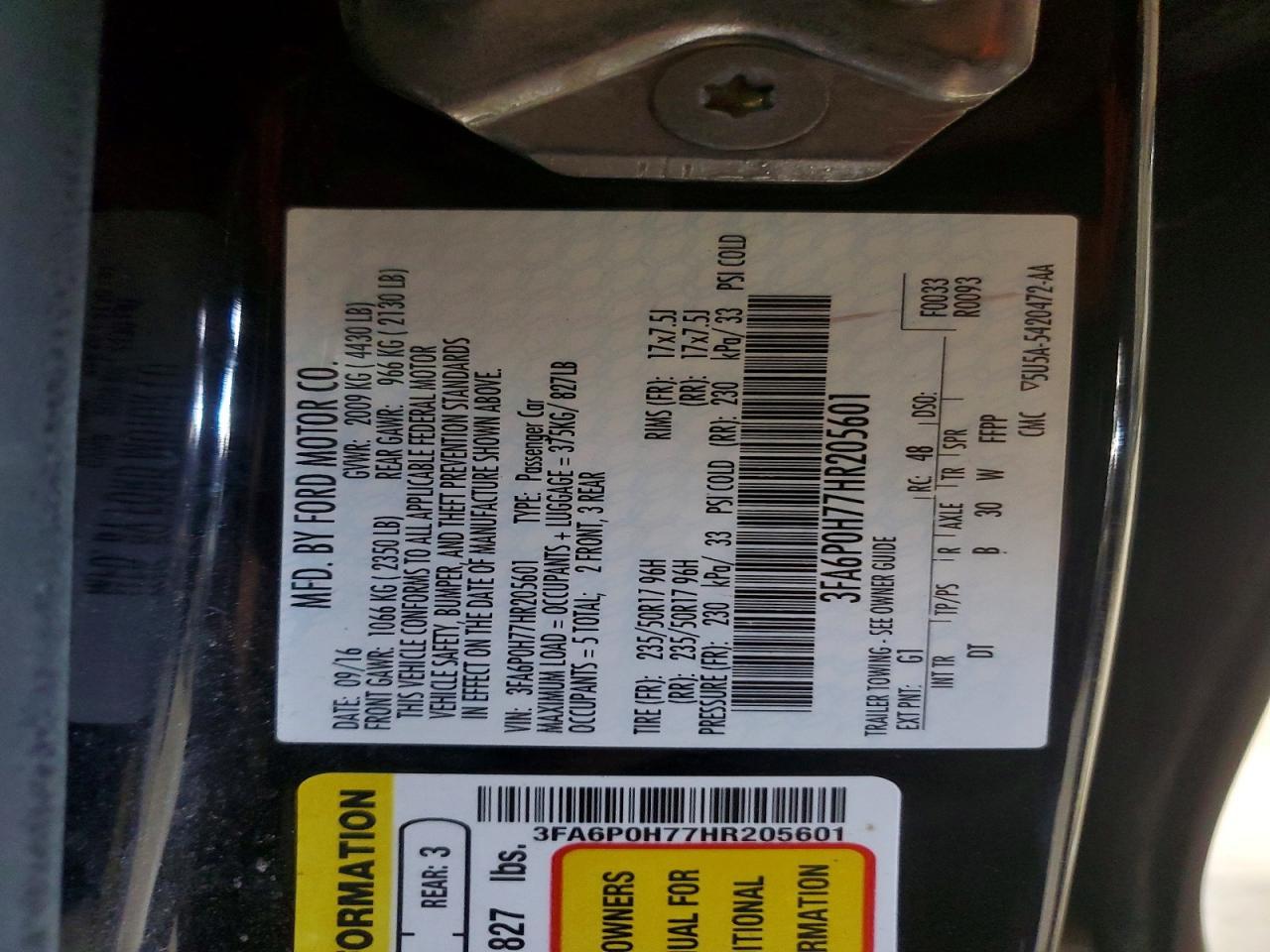 2017 FORD FUSION