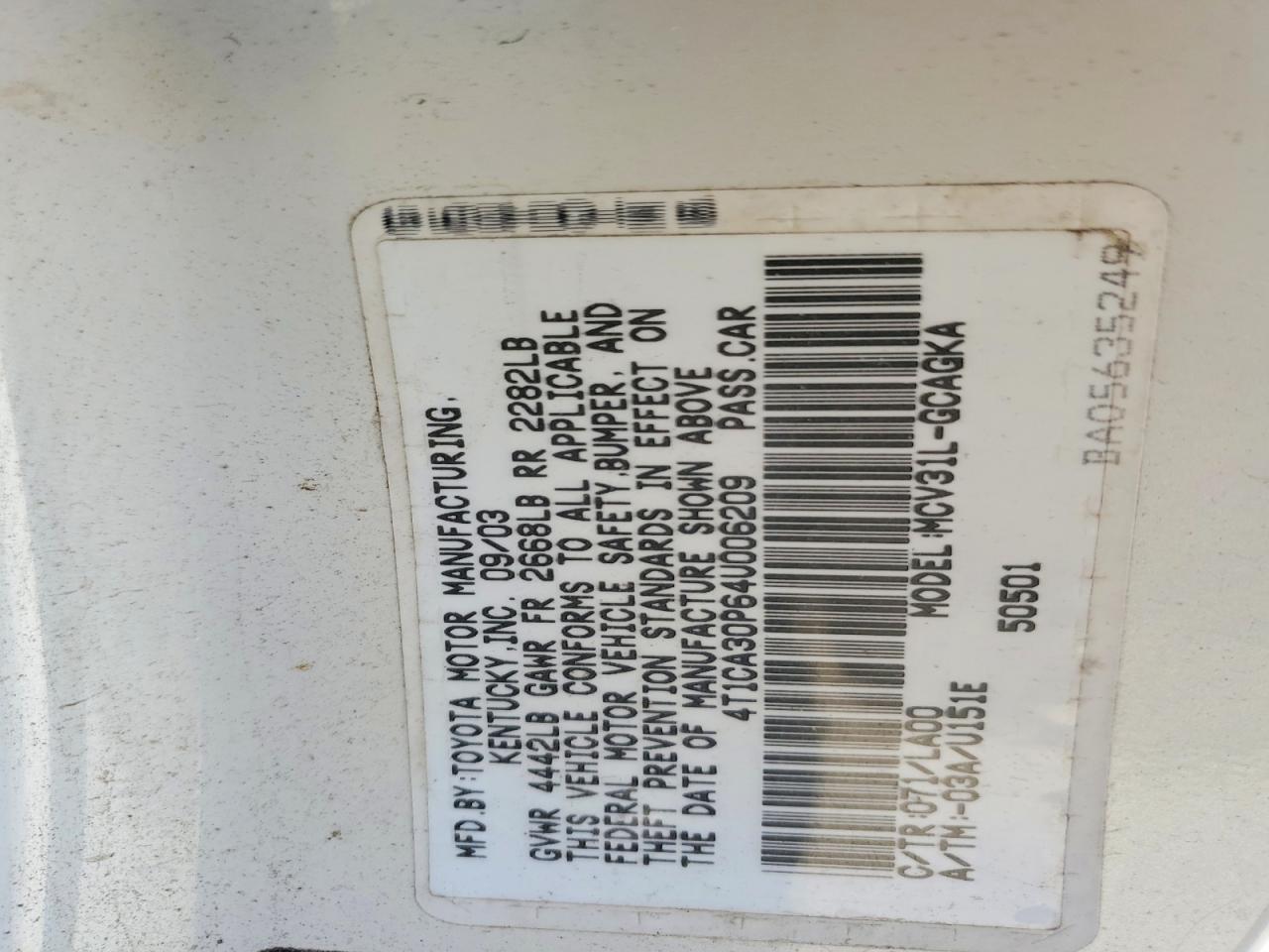 2004 TOYOTA CAMRY