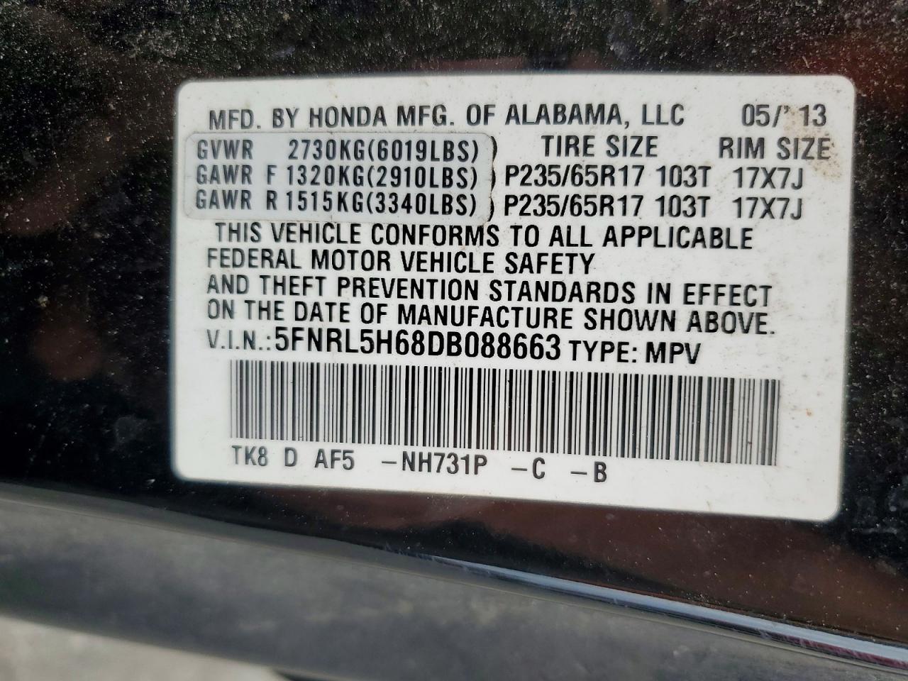 2013 HONDA ODYSSEY