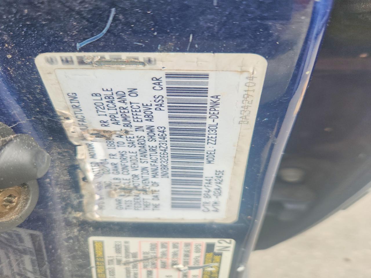 2004 TOYOTA COROLLA