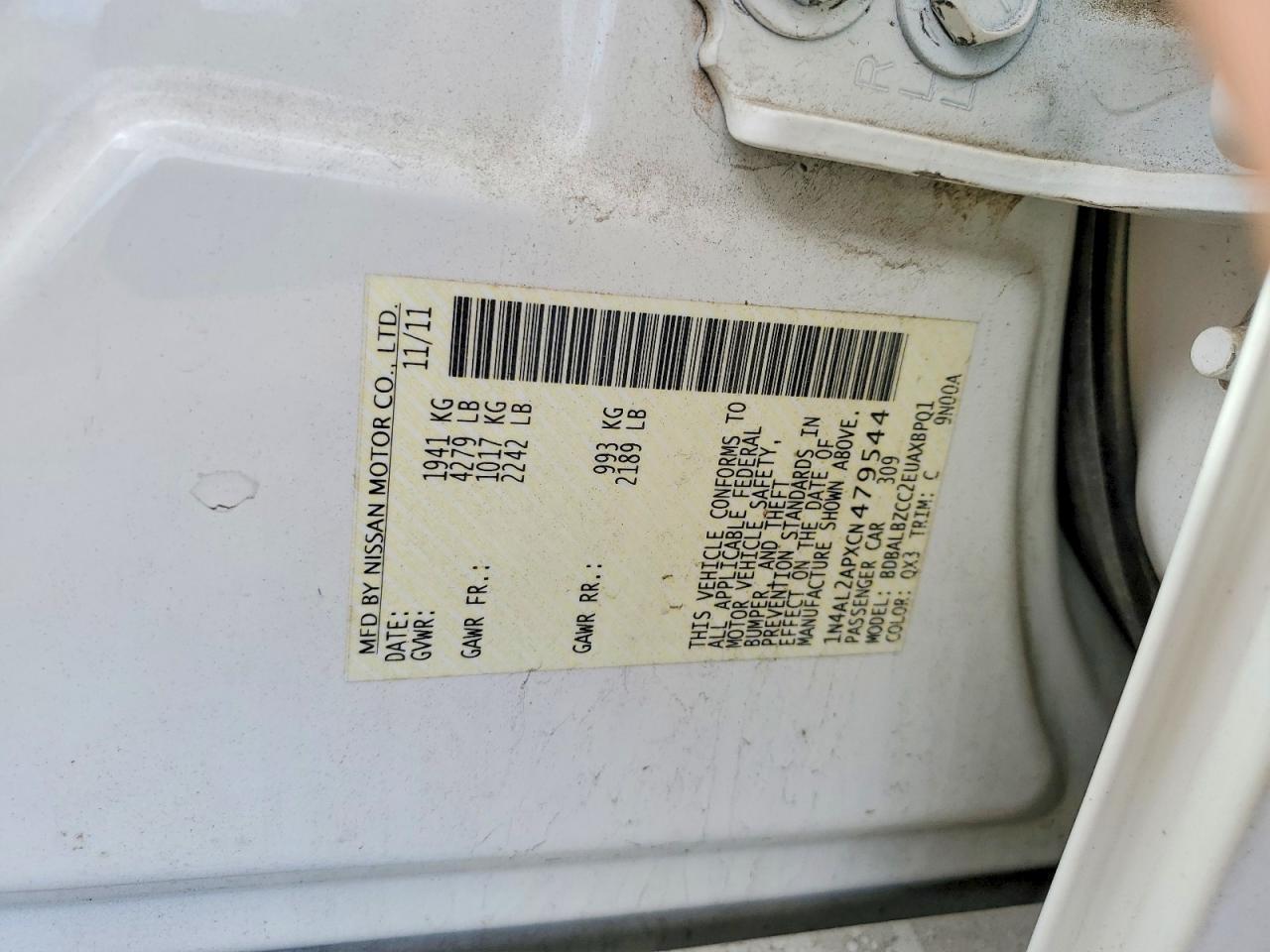 2012 NISSAN ALTIMA