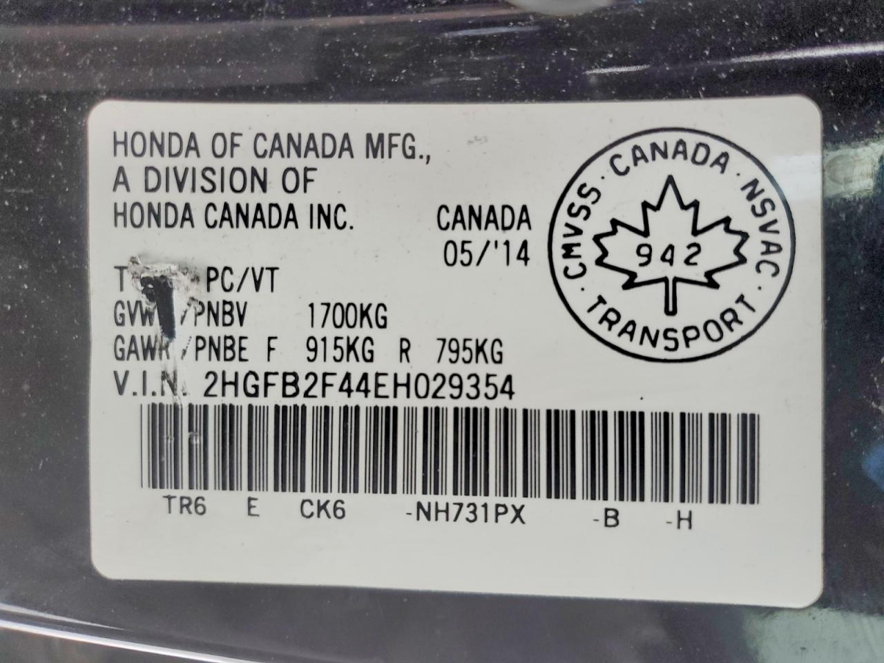 2014 HONDA CIVIC