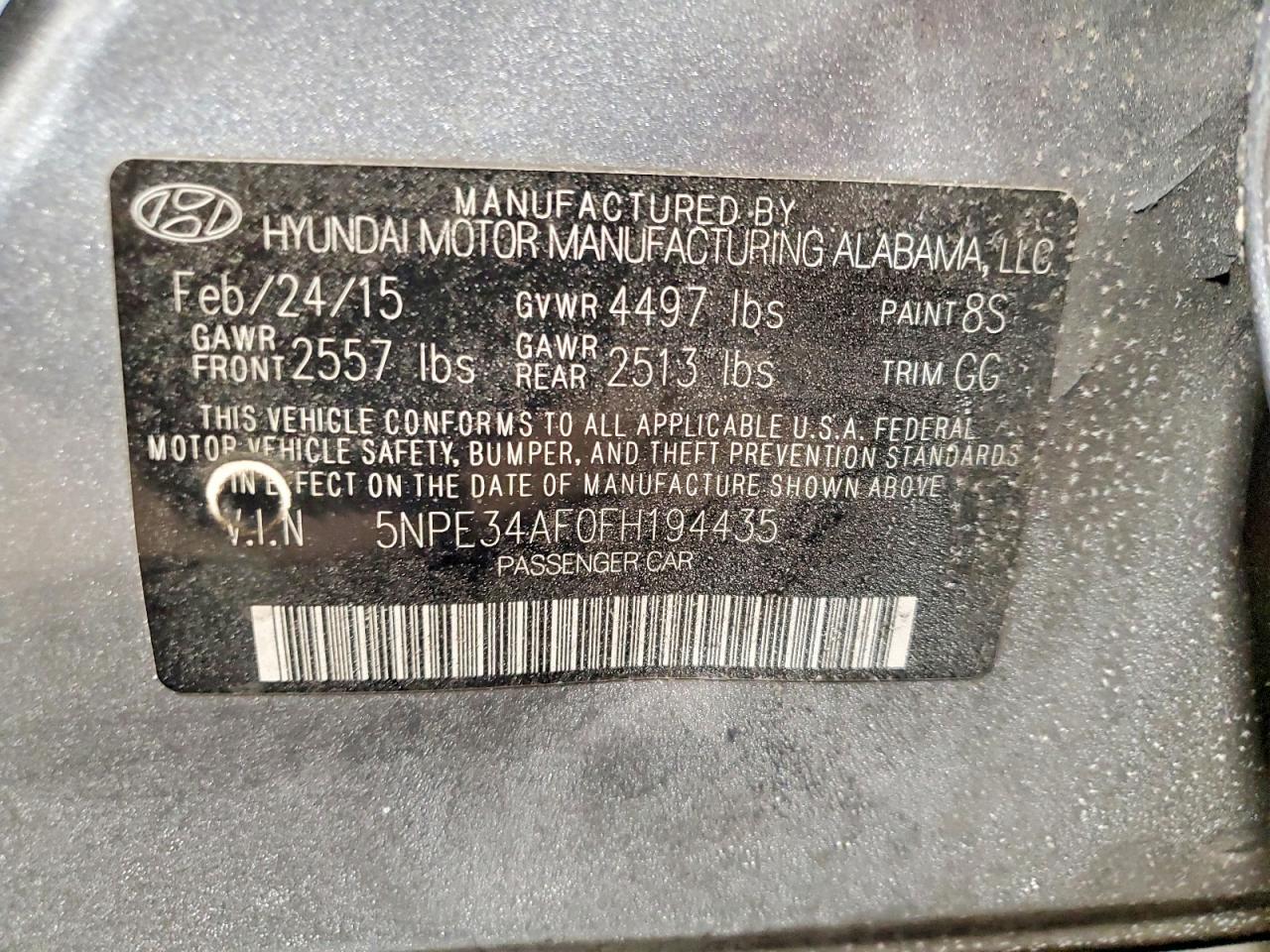 2015 HYUNDAI SONATA