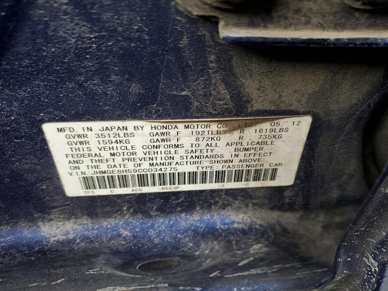 2012 HONDA FIT