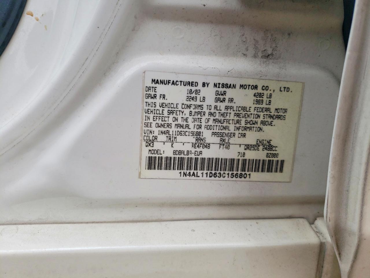 2003 NISSAN ALTIMA