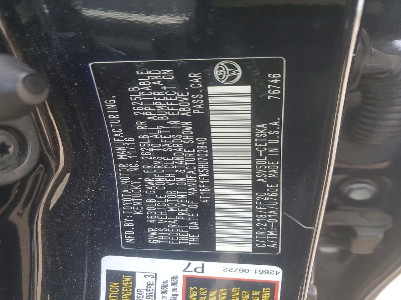 2017 TOYOTA CAMRY