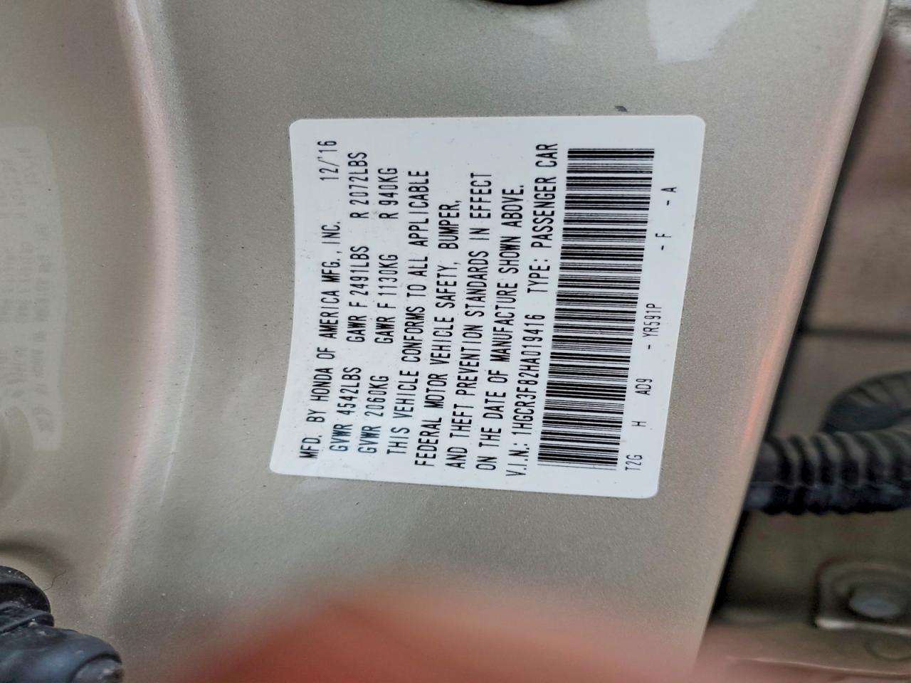 2017 HONDA ACCORD