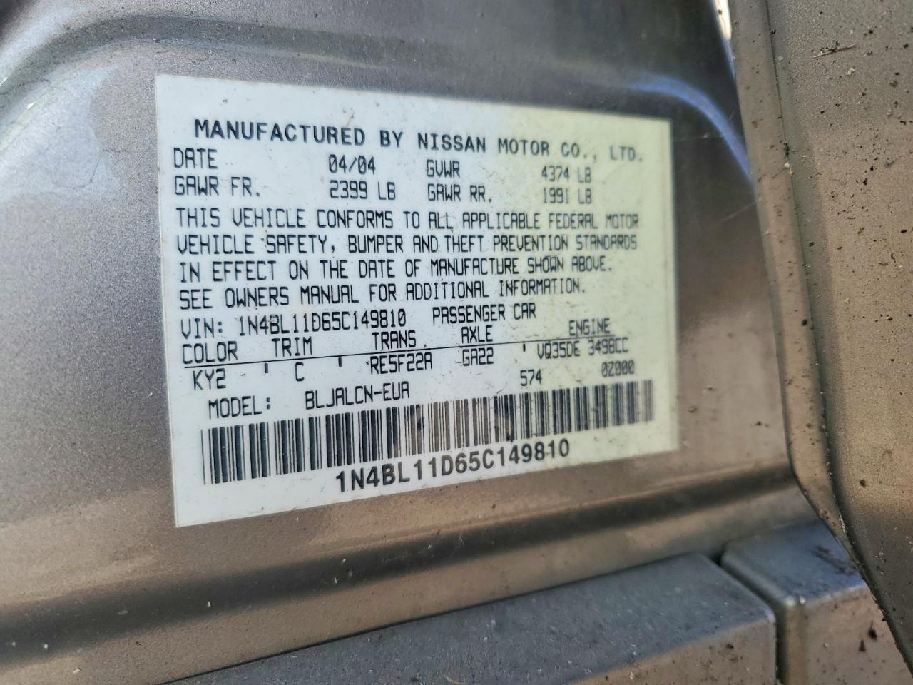 2005 NISSAN ALTIMA