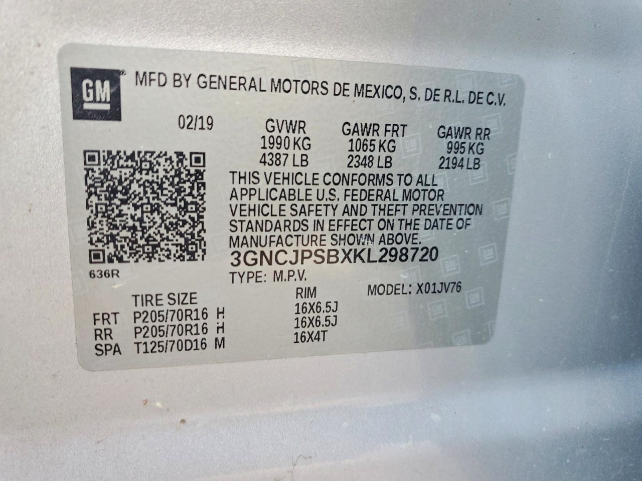 2019 CHEVROLET TRAX
