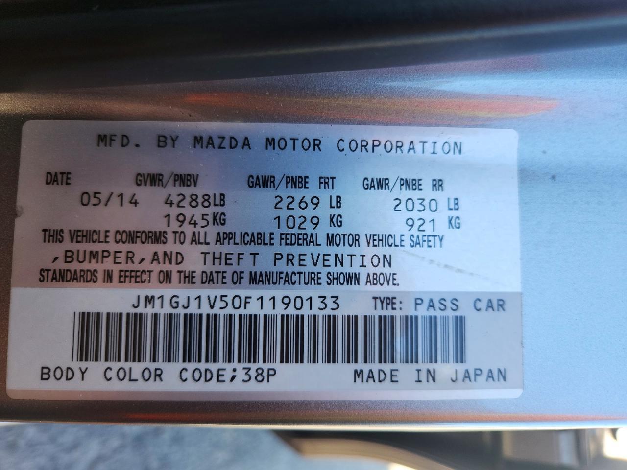 2015 MAZDA 6