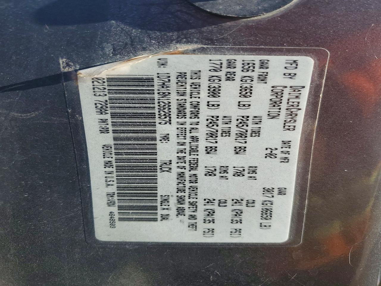 2002 DODGE RAM 1500