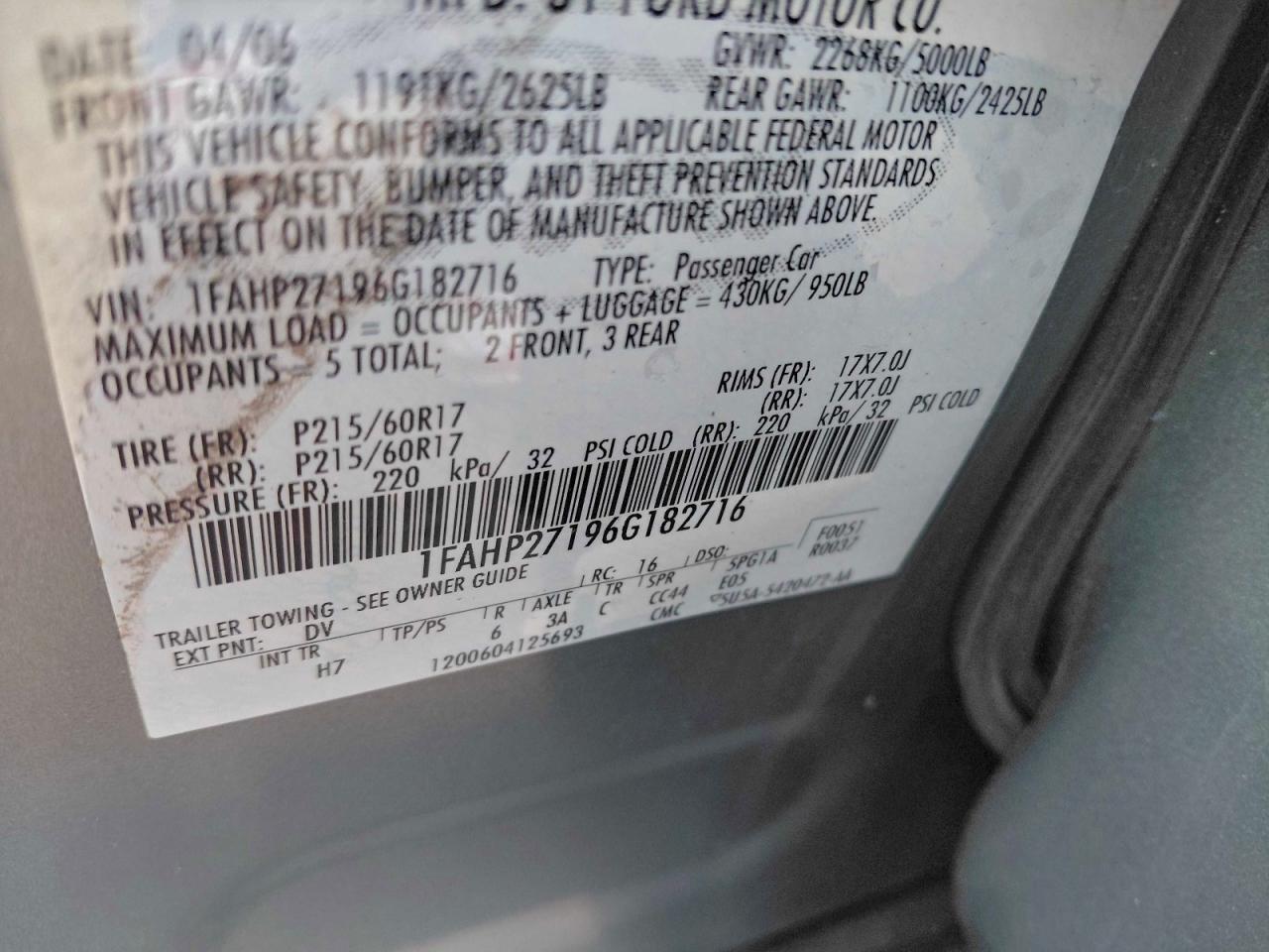2006 FORD Five Hundred