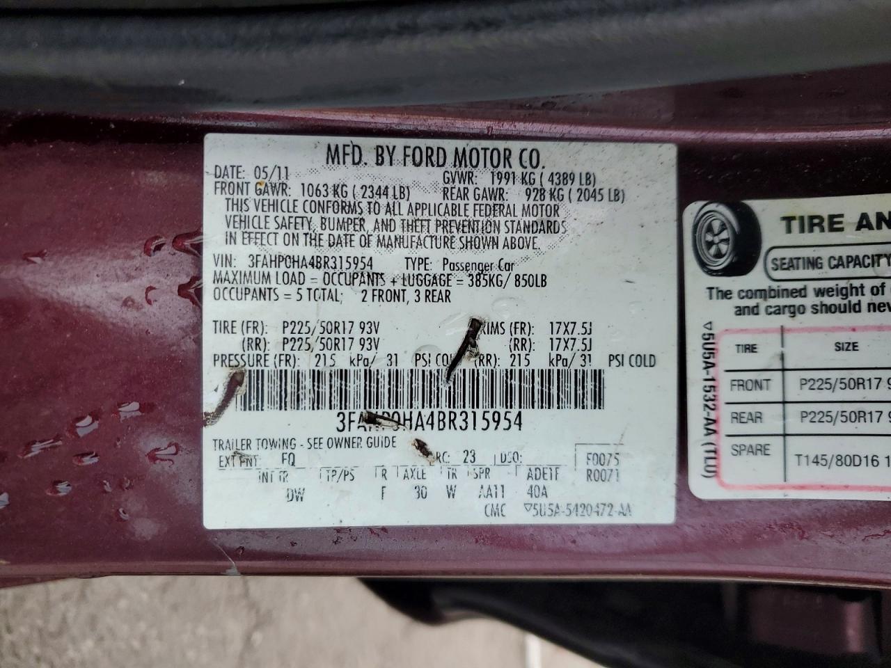 2011 FORD FUSION