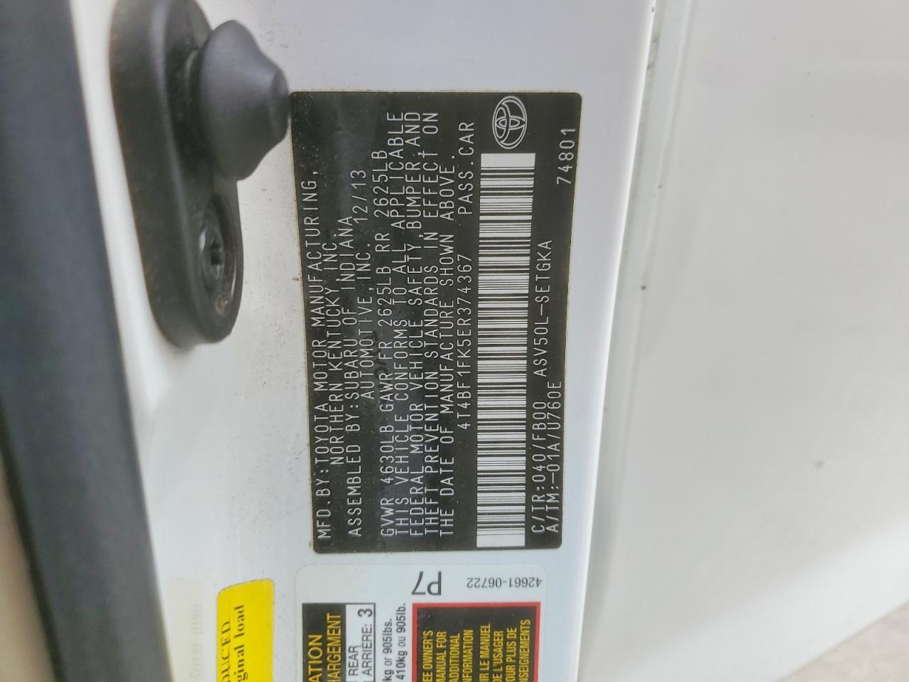 2014 TOYOTA CAMRY