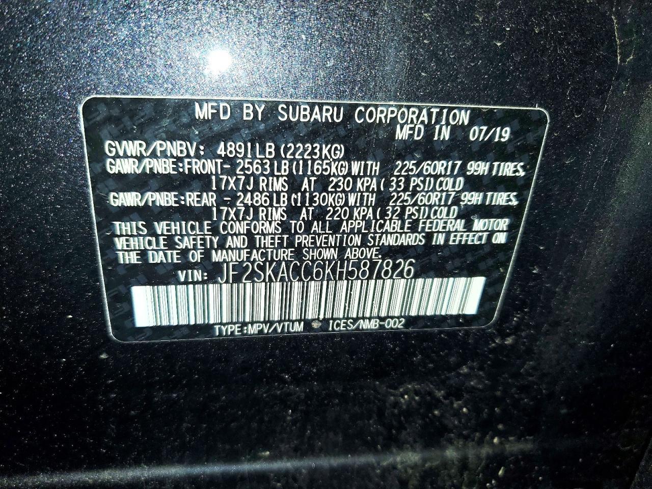 2019 SUBARU FORESTER