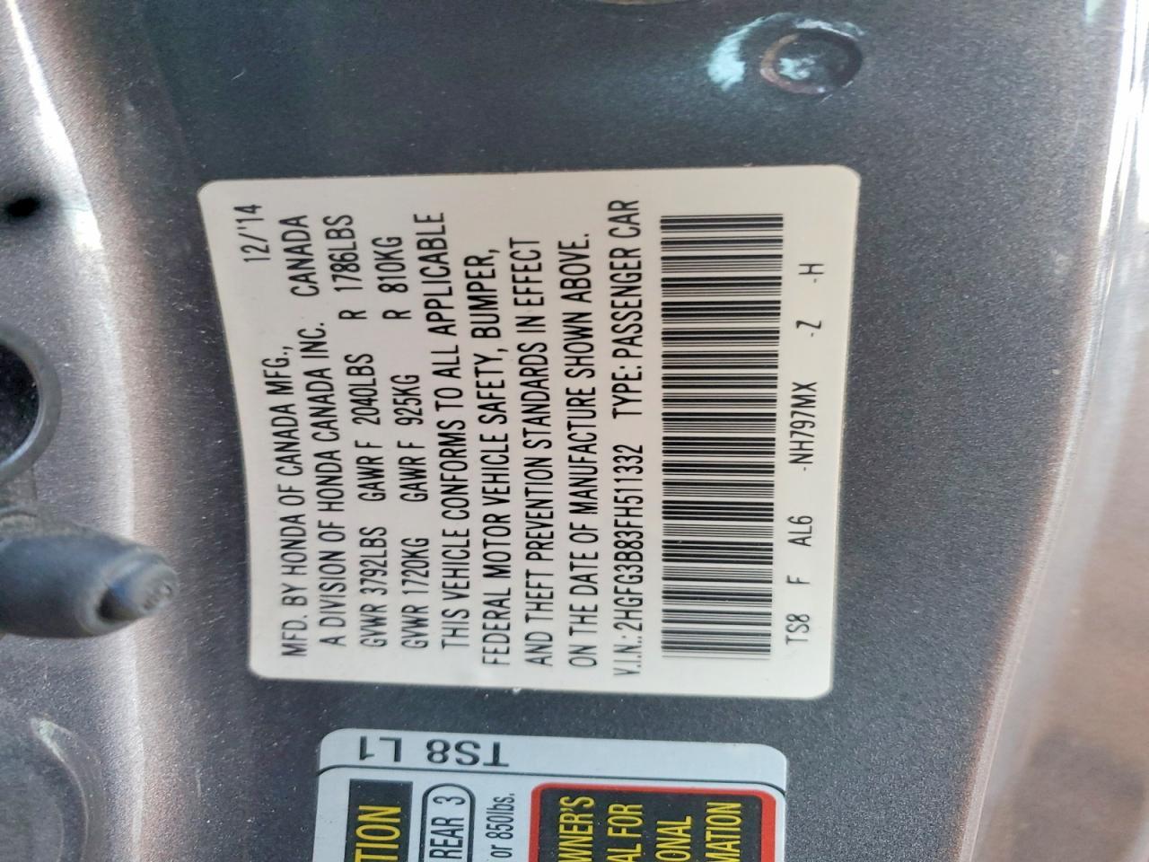 2015 HONDA CIVIC