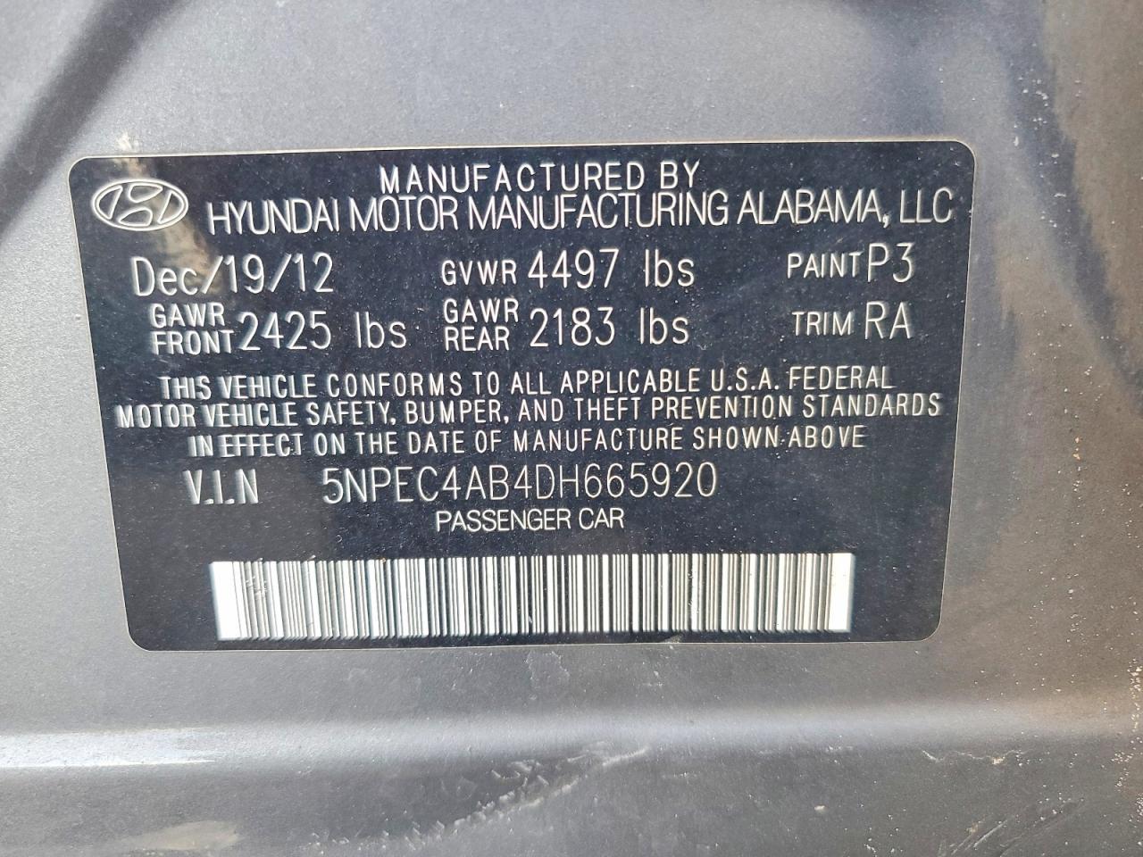 2013 HYUNDAI SONATA