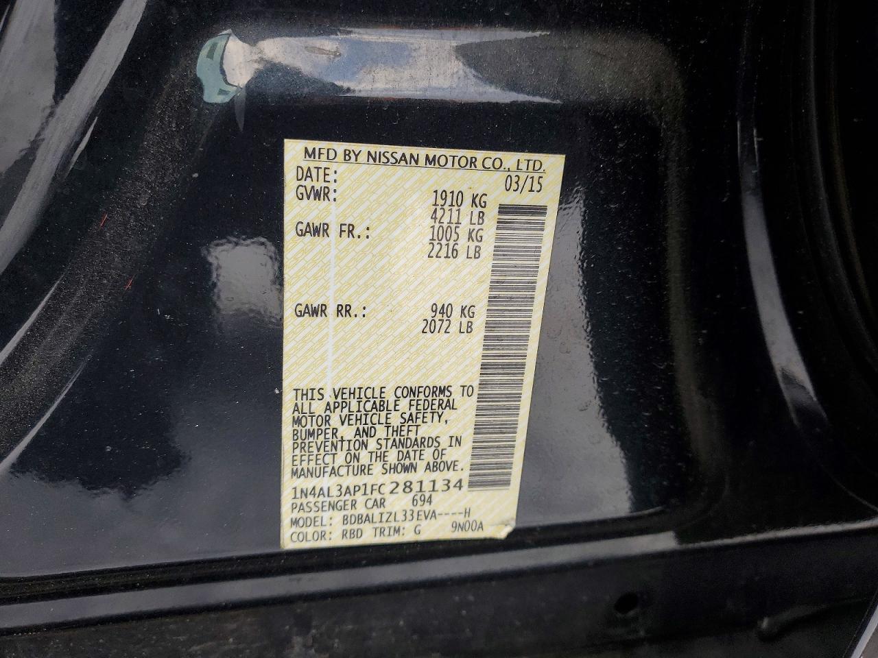 2015 NISSAN ALTIMA