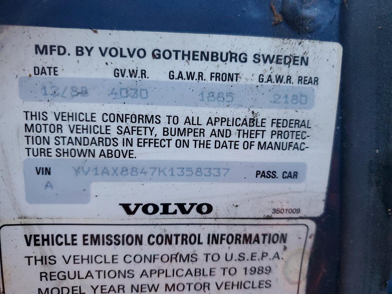 1989 VOLVO 240