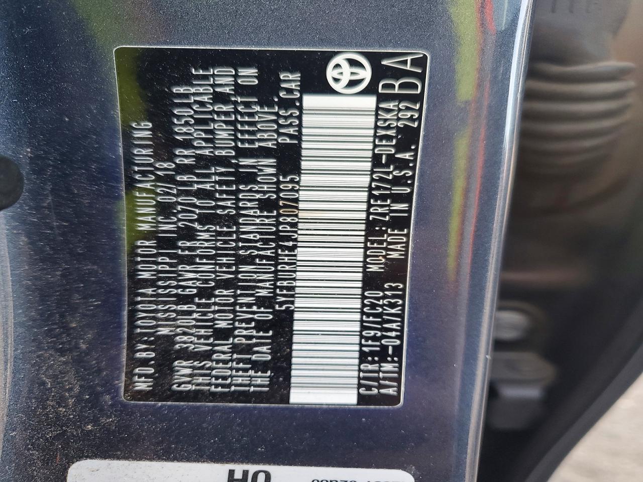 2018 TOYOTA COROLLA