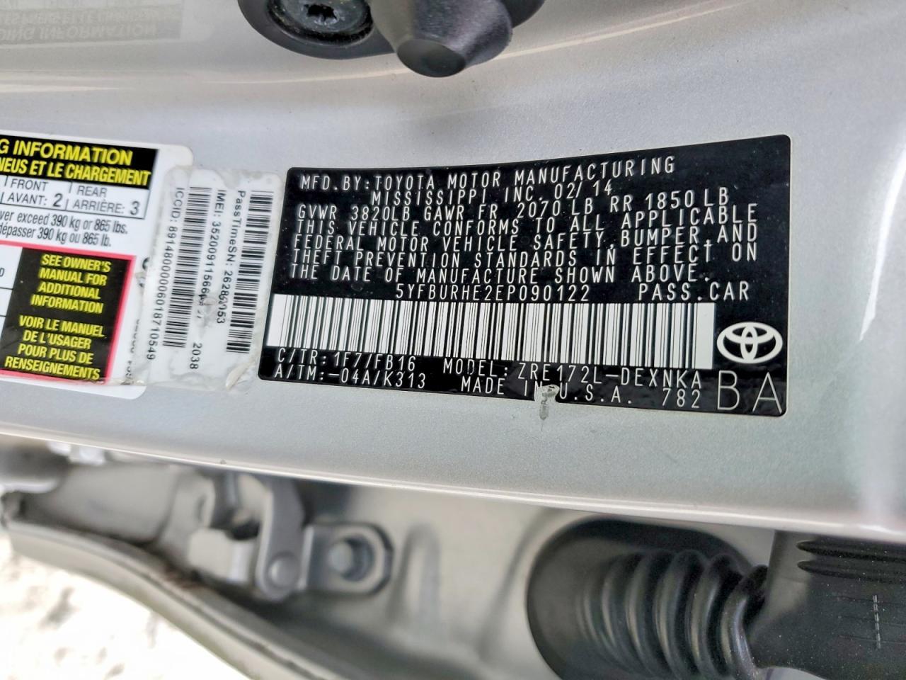 2014 TOYOTA COROLLA