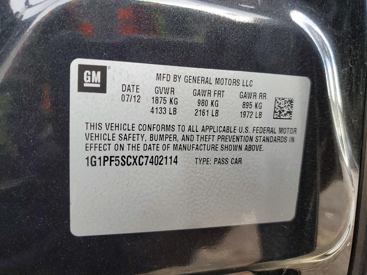 2012 CHEVROLET CRUZE